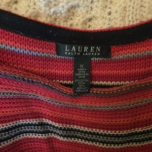 Lauren Ralph Lauren Red Multistripe Crewneck Sweater